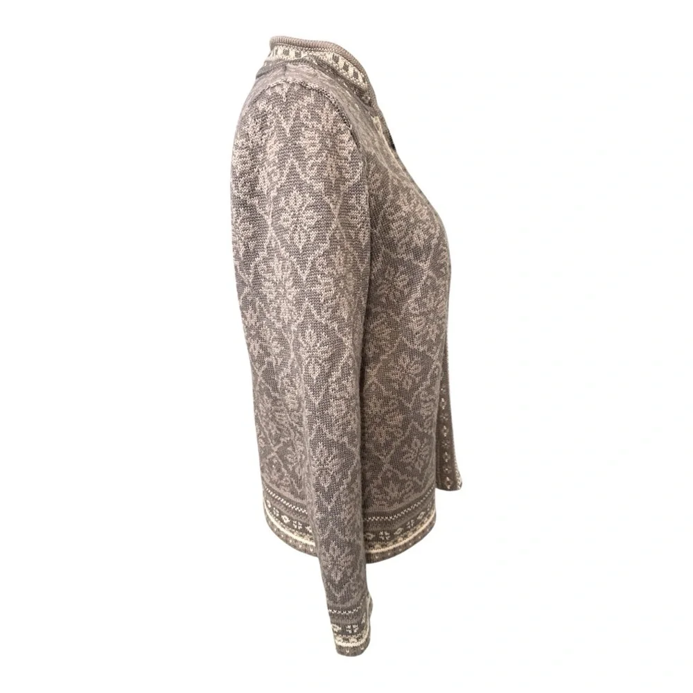 Appleseeds Brown Nordic Fair Isle Wool Blend Patterned Knit Cardigan Sweater M